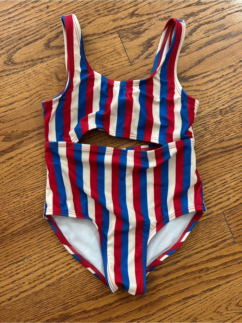Cat & Jack Red, White & Blue Striped Cutout One-Piece Swimsuit